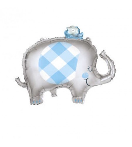 BALÃO ELEFANTE XADREZ AZUL